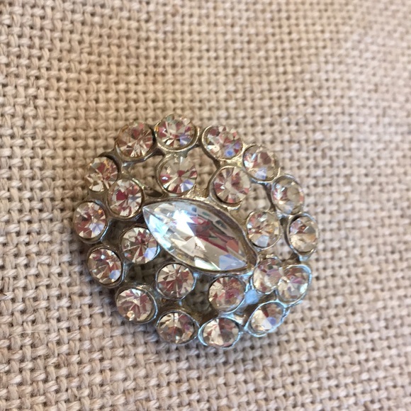 Oval Glass Rhinestone Pin Marquise Center Stone - Picture 5 of 12